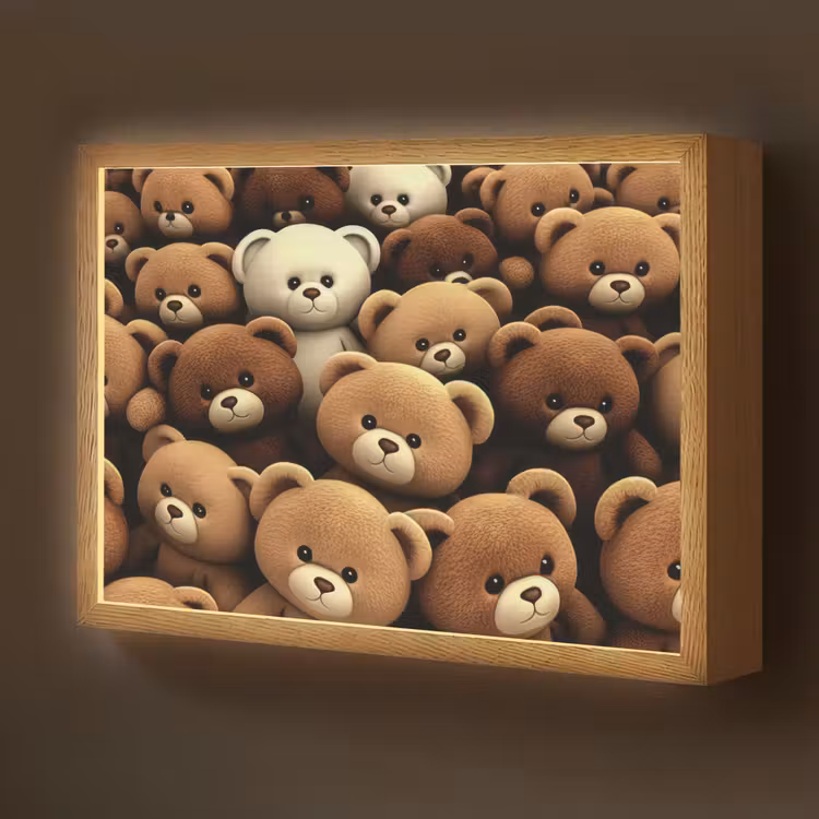Teddybeer - Knuffel - Bruin - Beer - Jongens - Meisjes Light Box met batterij (Wandlamp kind) middel -z3d_website