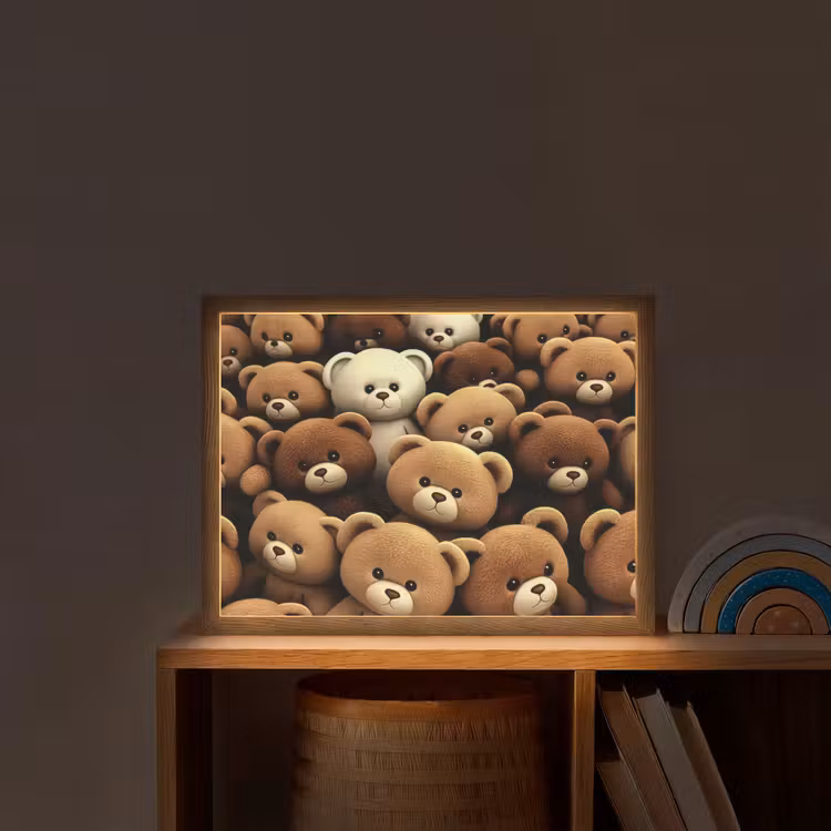 Teddybeer - Knuffel - Bruin - Beer - Jongens - Meisjes Light Box met batterij (Wandlamp kind) middel -sfeer1_kind
