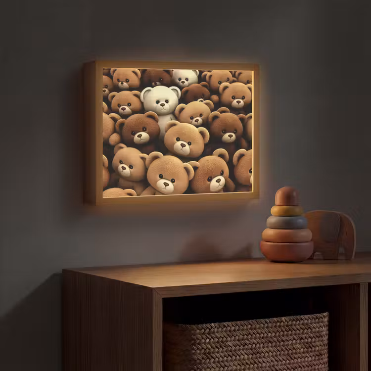 Teddybeer - Knuffel - Bruin - Beer - Jongens - Meisjes Light Box met batterij (Wandlamp kind) middel -sfeer5_kind