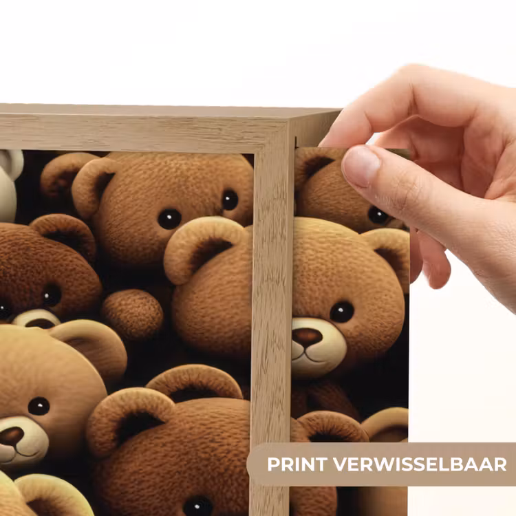 Teddybeer - Knuffel - Bruin - Beer - Jongens - Meisjes Light Box met batterij (Wandlamp kind) middel -USP_websiteprintNL