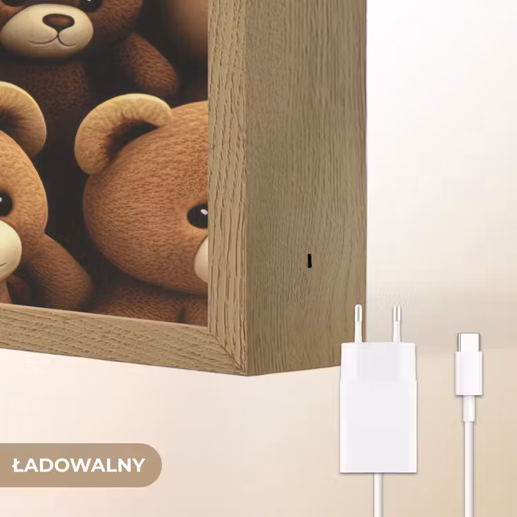 Teddybeer - Knuffel - Bruin - Beer - Jongens - Meisjes Light Box met batterij (Wandlamp kind) middel -USP_websiteoplaadbaarNL