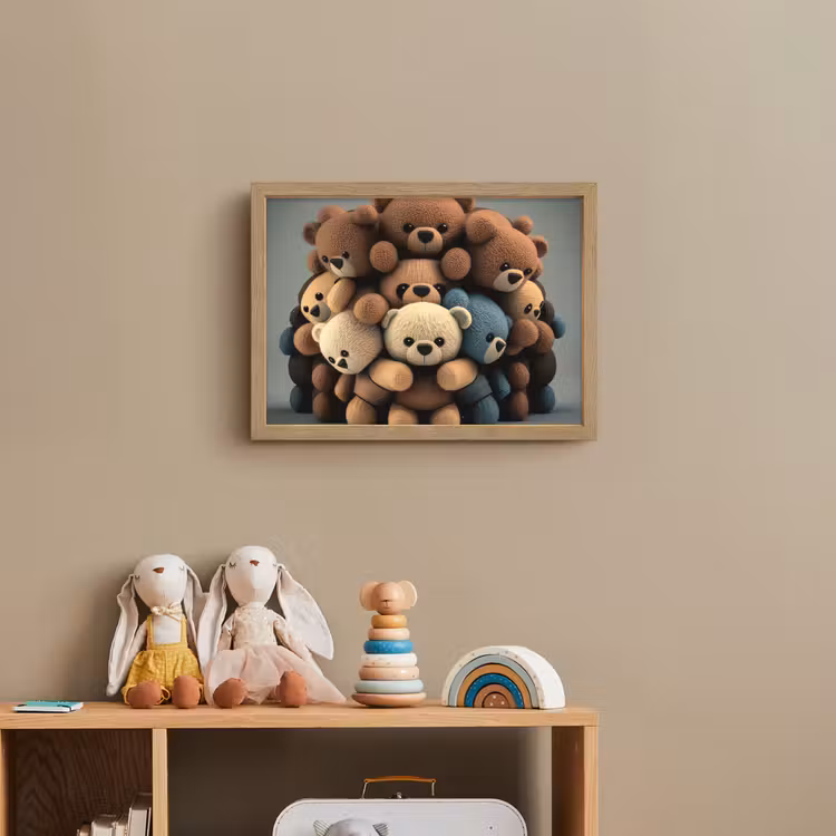 Teddybeer - Knuffel - Bruin - Design - Jongens - Meisjes Light Box met batterij (Wandlamp kind) middel -sfeer2_kind