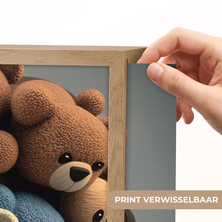 Teddybeer - Knuffel - Bruin - Design - Jongens - Meisjes Light Box met batterij (Wandlamp kind) middel -USP_websiteprintNL