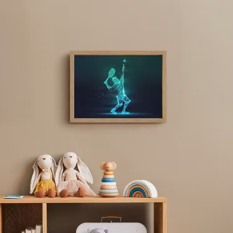 Tennis - Futuristisch - Sport - Neon Light Box met batterij (Wandlamp kind) middel -sfeer2_kind