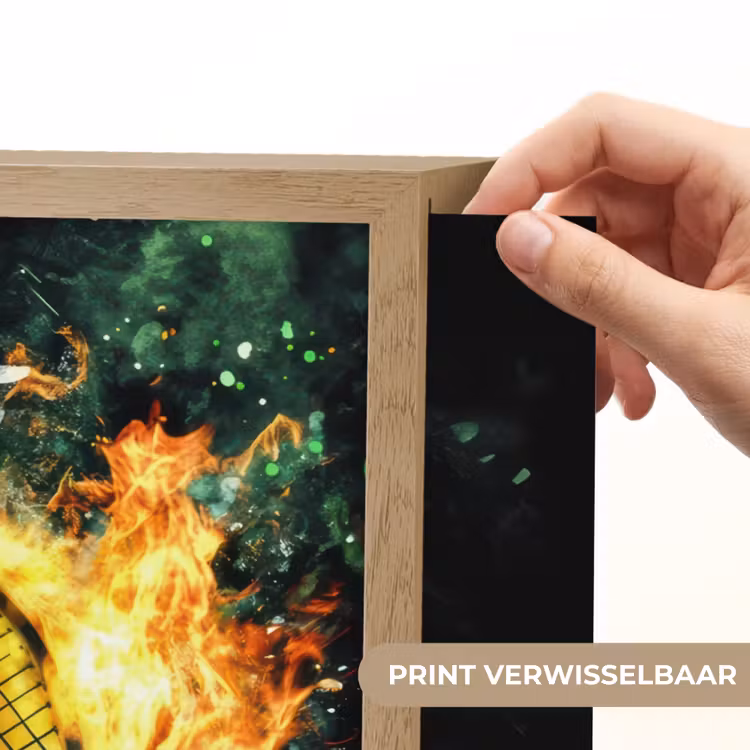 Tennis - Racket - Vuur - Groen Light Box met batterij (Wandlamp kind) middel -USP_websiteprintNL