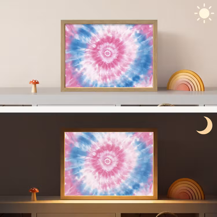 Tie-dye - Roze - Patroon Light Box met batterij (Wandlamp kind) middel -sfeer3_kind