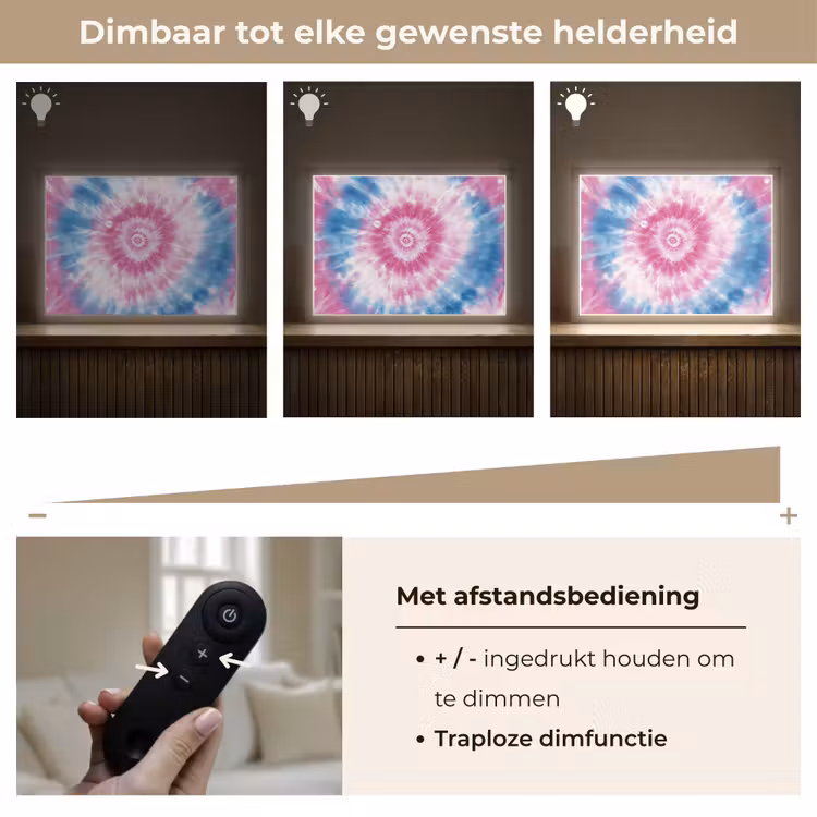 Tie-dye - Roze - Patroon Light Box met batterij (Wandlamp kind) middel -USP_dimbaarNL