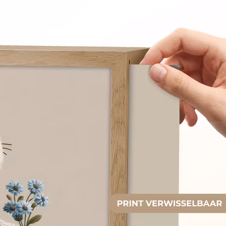 Tijger - Blauwe bloemen - Rustig Light Box met batterij (Wandlamp kind) middel -USP_websiteprintNL