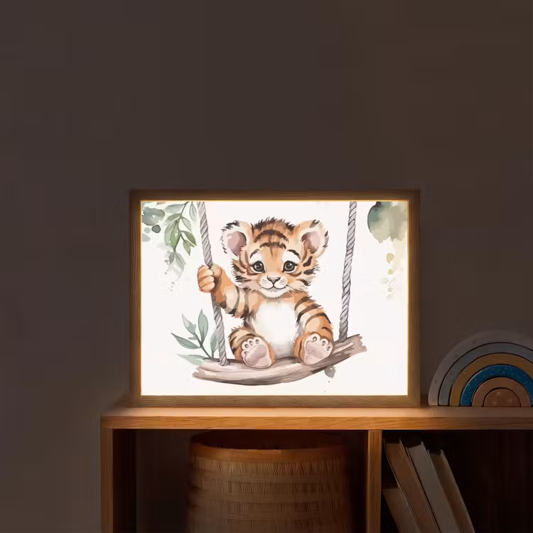 Tijger - Dier - Kinderen - Jungle Light Box met batterij (Wandlamp kind) middel -sfeer1_kind