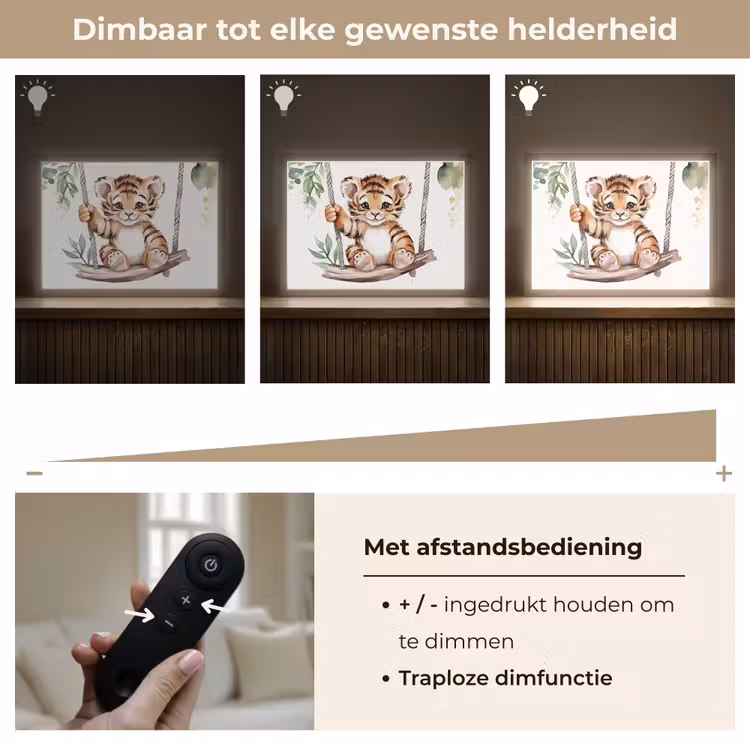 Tijger - Dier - Kinderen - Jungle Light Box met batterij (Wandlamp kind) middel -USP_dimbaarNL