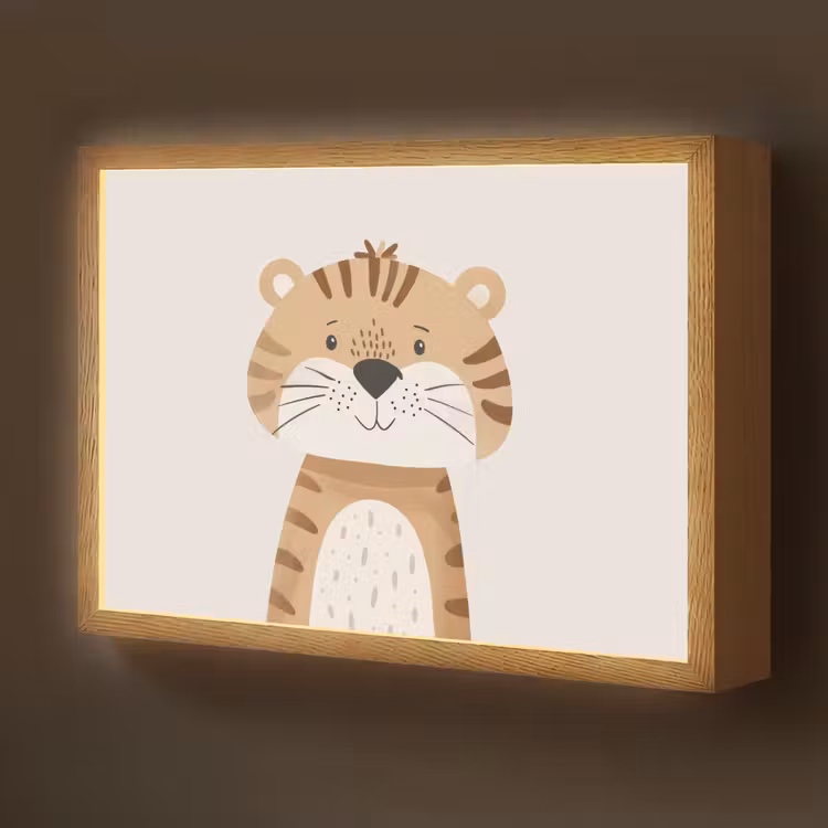 Tijger - Wilde dieren - Pastel Light Box met batterij (Wandlamp kind) middel -z3d_website