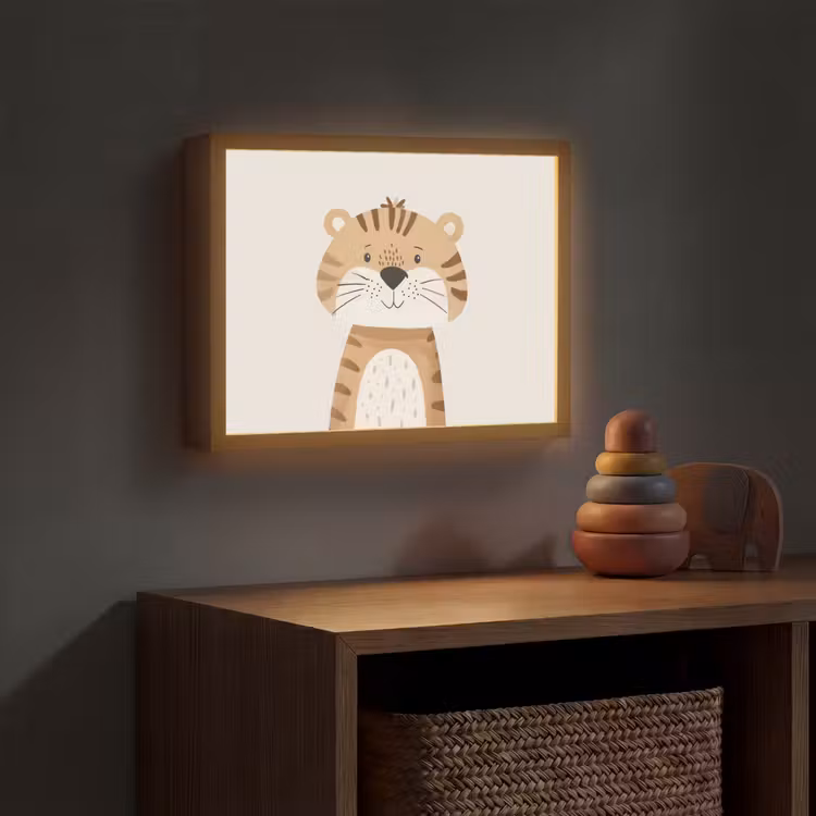 Tijger - Wilde dieren - Pastel Light Box met batterij (Wandlamp kind) middel -sfeer5_kind