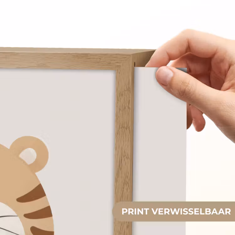 Tijger - Wilde dieren - Pastel Light Box met batterij (Wandlamp kind) middel -USP_websiteprintNL