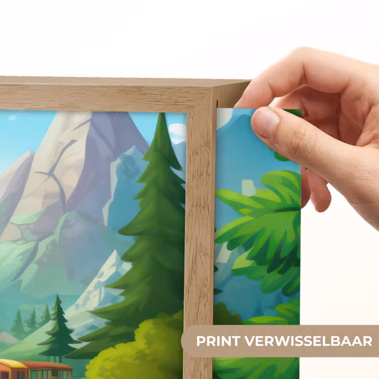 Trein - Bloemen - Kinderen - Natuur Light Box met batterij (Wandlamp kind) middel -USP_websiteprintNL