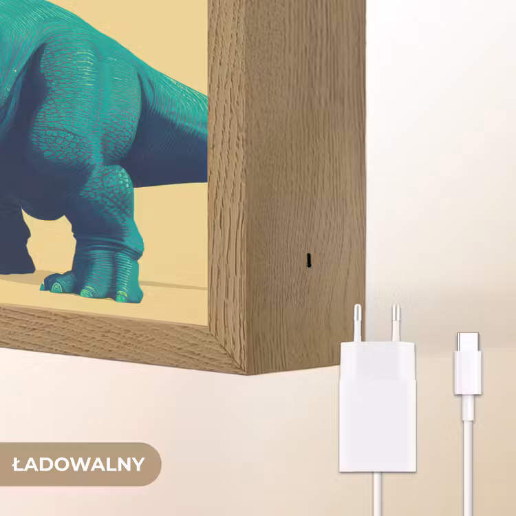 Triceratops - Cirkel - Oranje - Hoorns Light Box met batterij (Wandlamp kind) middel -USP_websiteoplaadbaarNL
