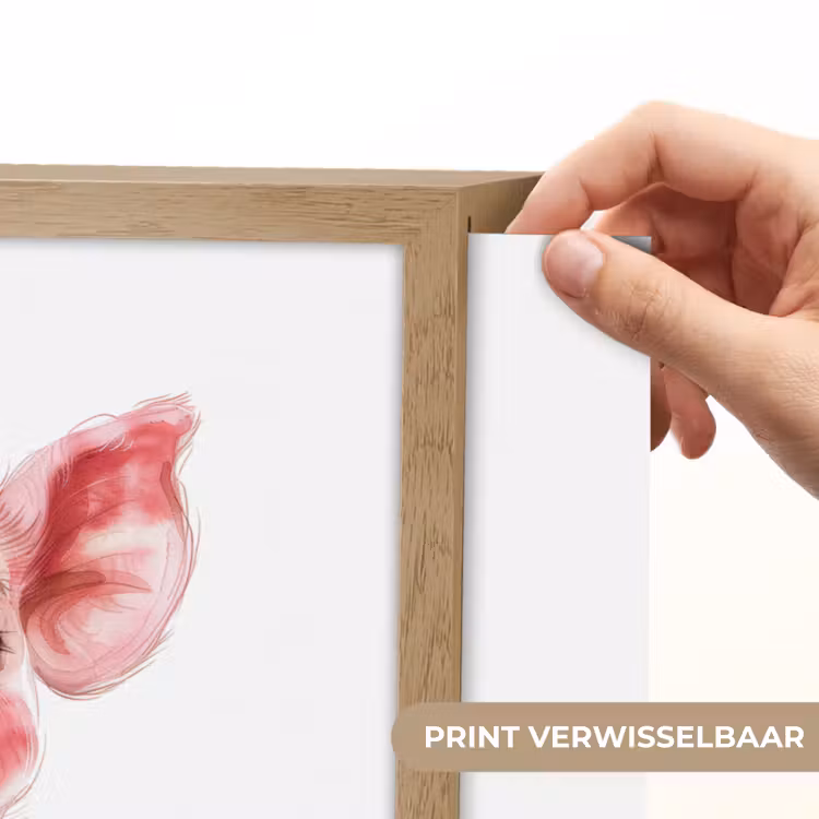 Varken - Roze - Baby dier - Boerderij dieren Light Box met batterij (Wandlamp kind) middel -USP_websiteprintNL