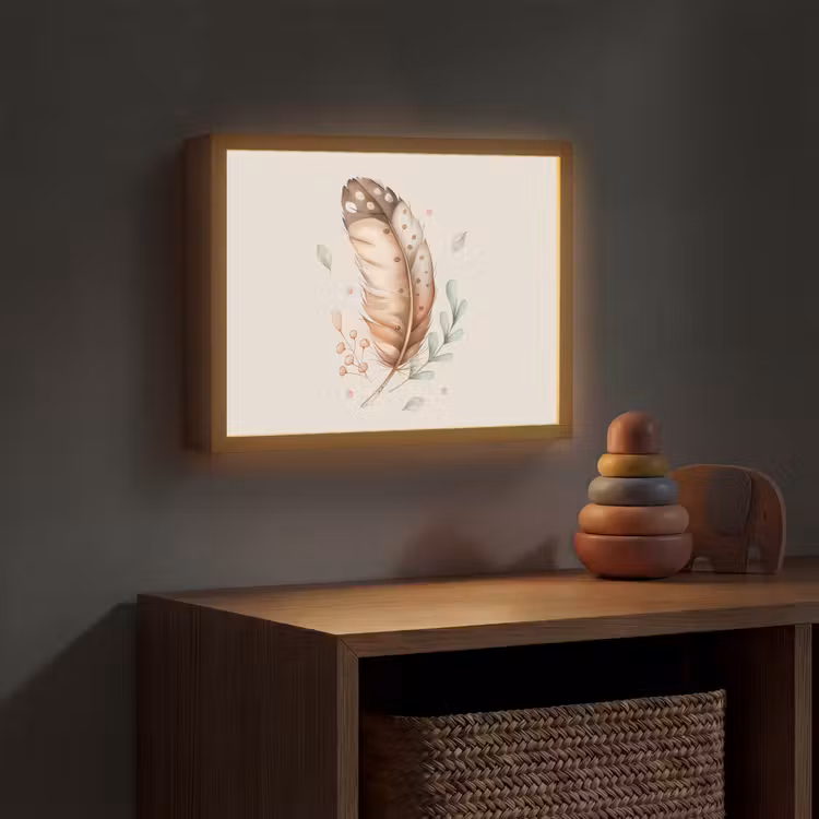 Veer - Bohemian - Boho - Pastel kleuren Light Box met batterij (Wandlamp kind) middel -sfeer5_kind