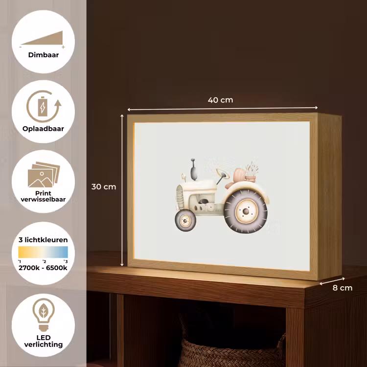 Vintage - Tractor - Pastel Light Box met batterij (Wandlamp kind) middel -USP_websiteoverzichtNL