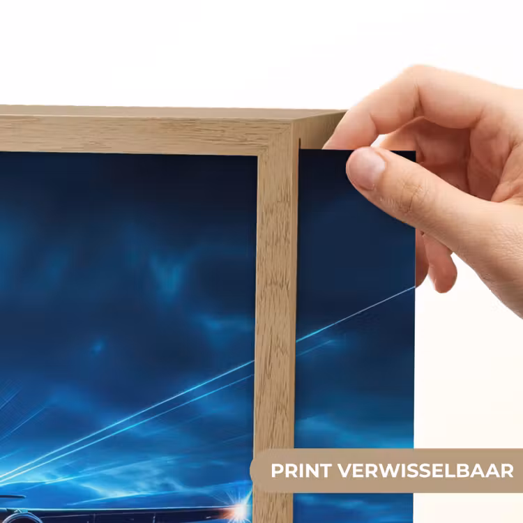 Vliegtuig - Blauw - Futuristisch Light Box met batterij (Wandlamp kind) middel -USP_websiteprintNL
