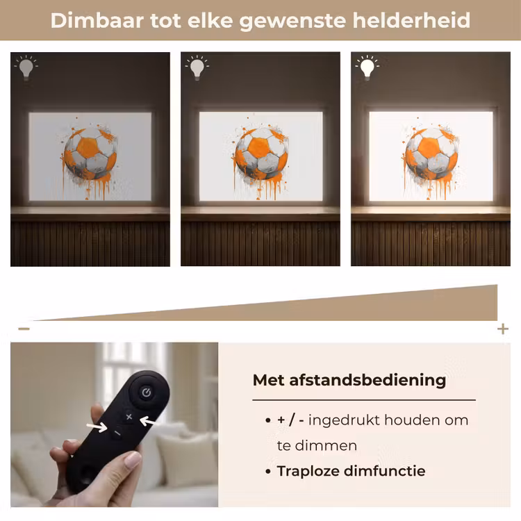 Voetbal - Abstract - Oranje - Verfspatten Light Box met batterij (Wandlamp kind) middel -USP_dimbaarNL
