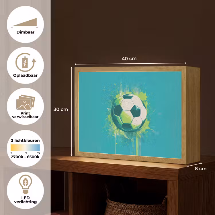 Voetbal - Abstract - Verfspatten - Groen Light Box met batterij (Wandlamp kind) middel -USP_websiteoverzichtNL