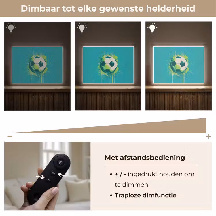 Voetbal - Abstract - Verfspatten - Groen Light Box met batterij (Wandlamp kind) middel -USP_dimbaarNL