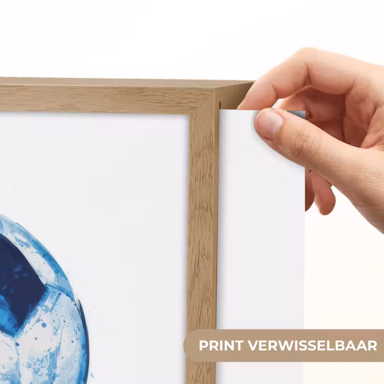 Voetbal - Blauw - Inkt - Spatten Light Box met batterij (Wandlamp kind) middel -USP_websiteprintNL
