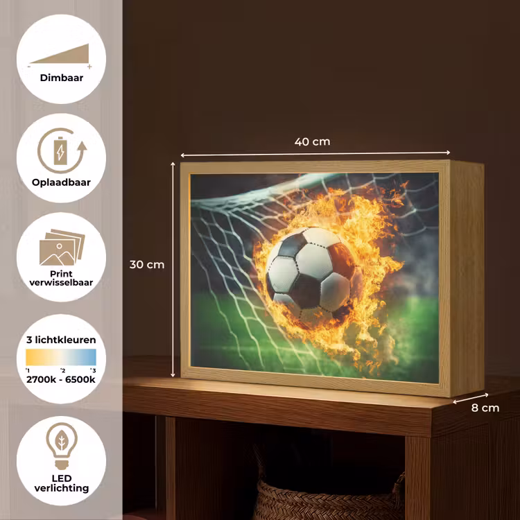 Voetbal - Goal - Doelnet - Vuur Light Box met batterij (Wandlamp kind) middel -USP_websiteoverzichtNL