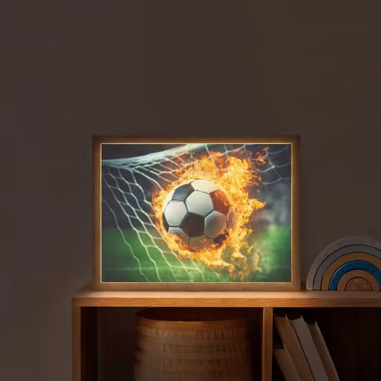 Voetbal - Goal - Doelnet - Vuur Light Box met batterij (Wandlamp kind) middel -sfeer1_kind