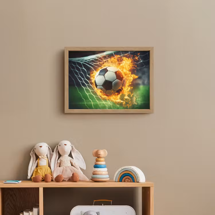 Voetbal - Goal - Doelnet - Vuur Light Box met batterij (Wandlamp kind) middel -sfeer2_kind