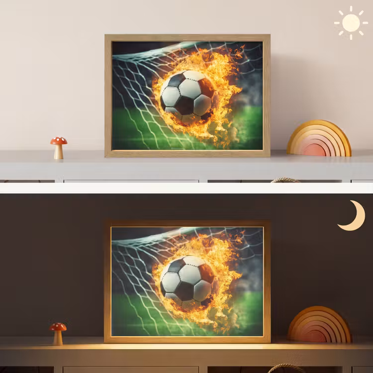 Voetbal - Goal - Doelnet - Vuur Light Box met batterij (Wandlamp kind) middel -sfeer3_kind