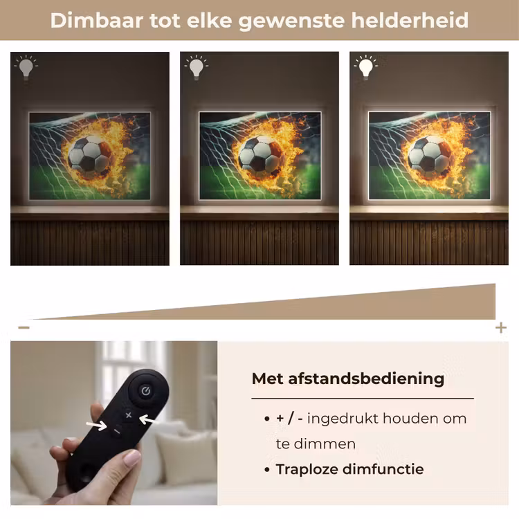 Voetbal - Goal - Doelnet - Vuur Light Box met batterij (Wandlamp kind) middel -USP_dimbaarNL