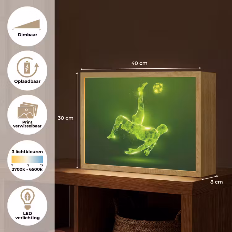 Voetbal - Groen - Omhaal Light Box met batterij (Wandlamp kind) middel -USP_websiteoverzichtNL