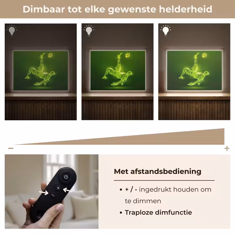 Voetbal - Groen - Omhaal Light Box met batterij (Wandlamp kind) middel -USP_dimbaarNL