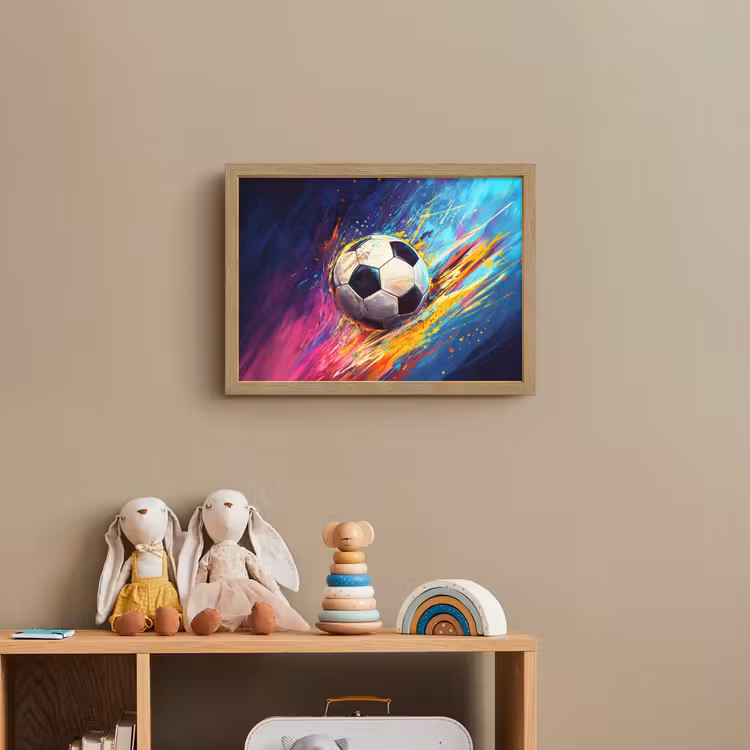 Voetbal - Kleurrijk - Abstract - Penseelstreken Light Box met batterij (Wandlamp kind) middel -sfeer2_kind