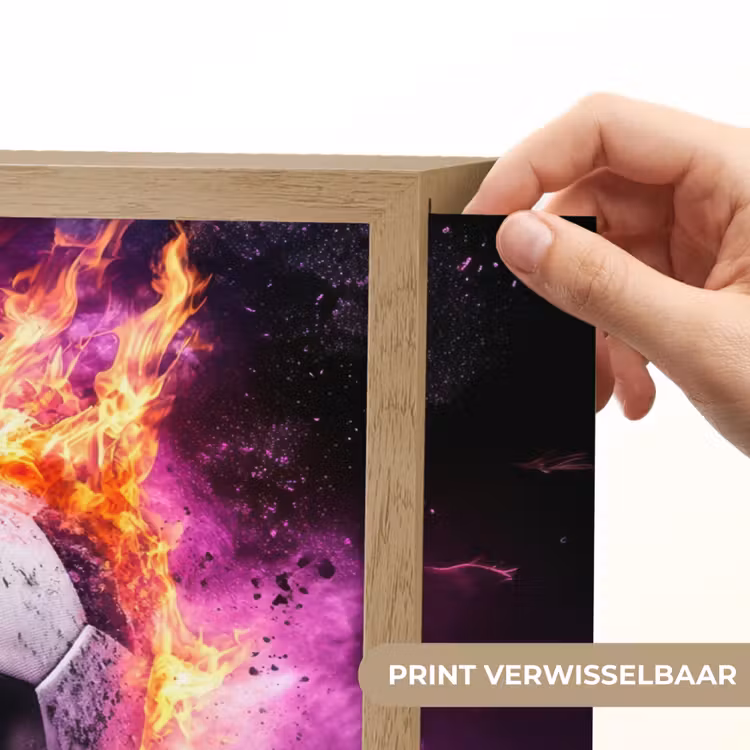 Voetbal - Roze - Vuur Light Box met batterij (Wandlamp kind) middel -USP_websiteprintNL