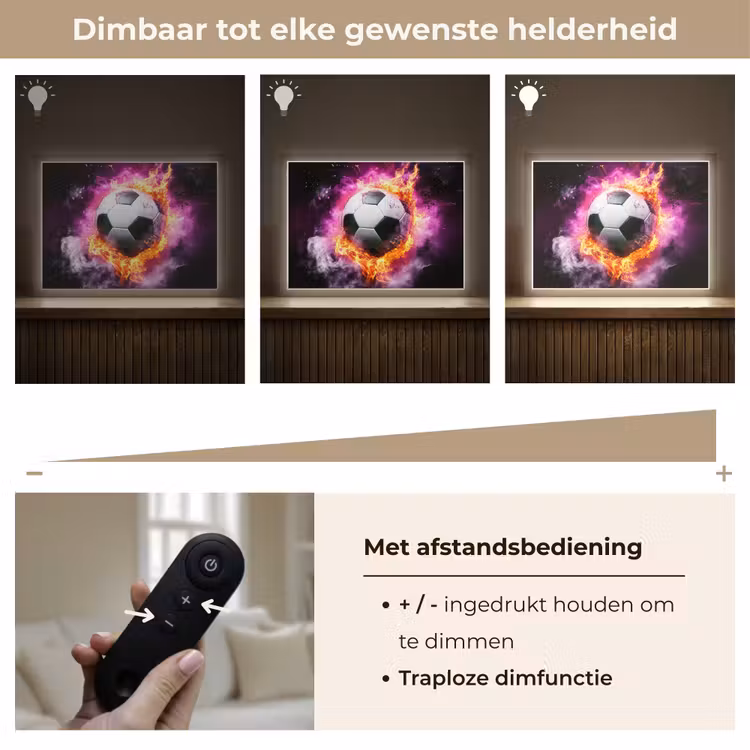 Voetbal - Roze - Vuur Light Box met batterij (Wandlamp kind) middel -USP_dimbaarNL