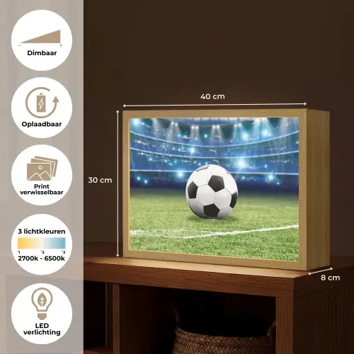 Voetbal - Stadion - Bal - Jongens Light Box met batterij (Wandlamp kind) middel -USP_websiteoverzichtNL
