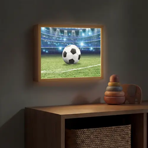 Voetbal - Stadion - Bal - Jongens Light Box met batterij (Wandlamp kind) middel -sfeer5_kind