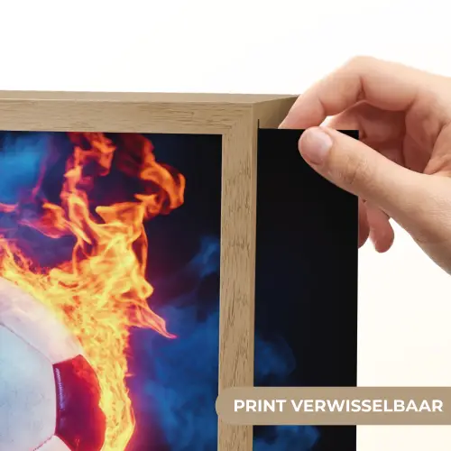 Voetbal - Vuur - IJs - Blauw Light Box met batterij (Wandlamp kind) middel -USP_websiteprintNL