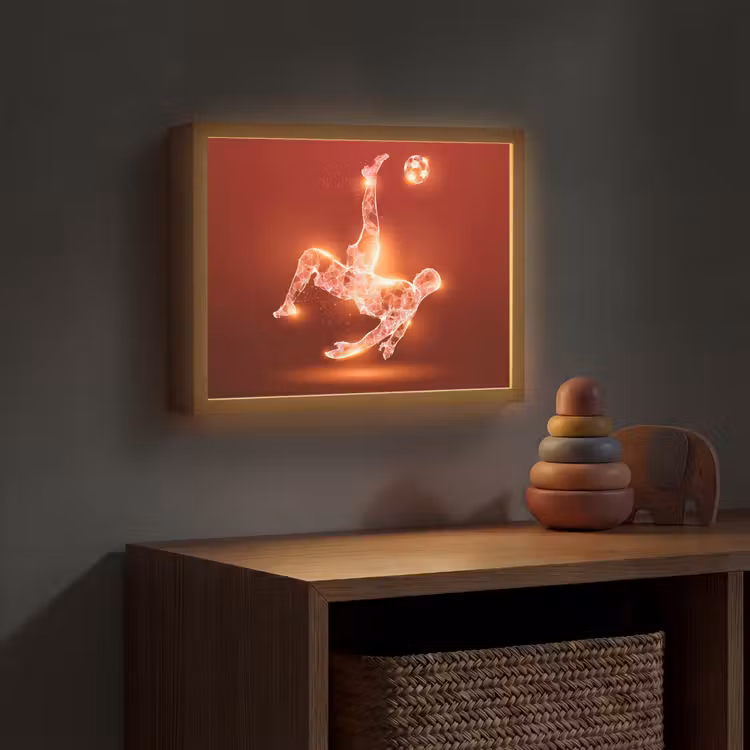 Voetballer - Omhaal - Rood - Neon Light Box met batterij (Wandlamp kind) middel -sfeer5_kind