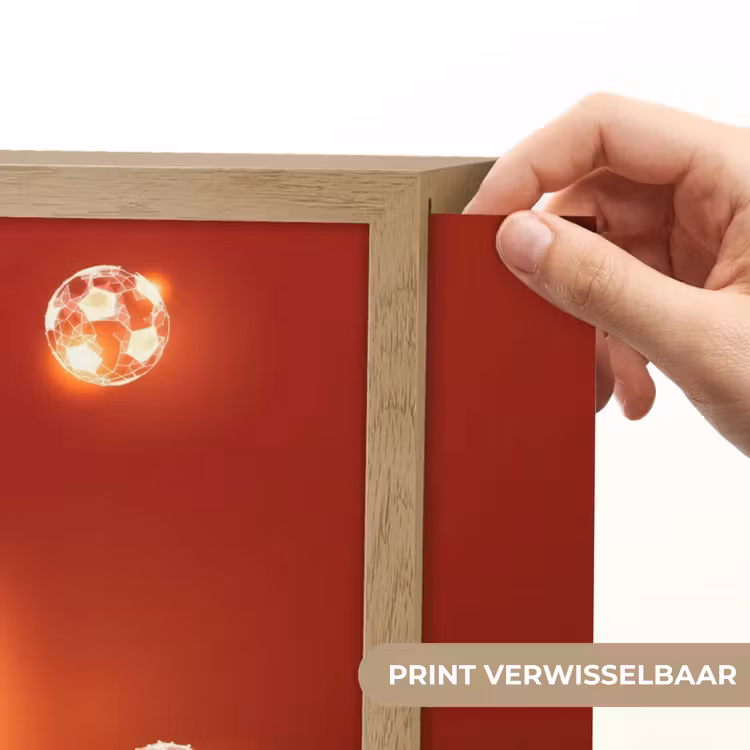 Voetballer - Omhaal - Rood - Neon Light Box met batterij (Wandlamp kind) middel -USP_websiteprintNL