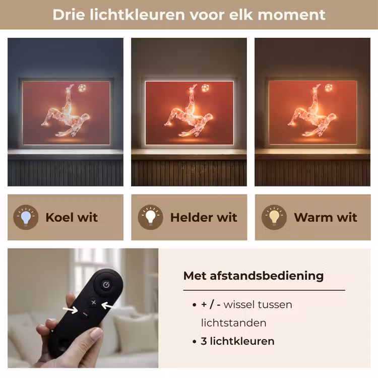Voetballer - Omhaal - Rood - Neon Light Box met batterij (Wandlamp kind) middel -USP_lichtkleurNL