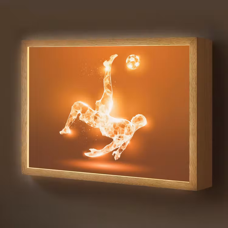 Voetballer - Oranje - Voetbal - Omhaal Light Box met batterij (Wandlamp kind) middel -z3d_website