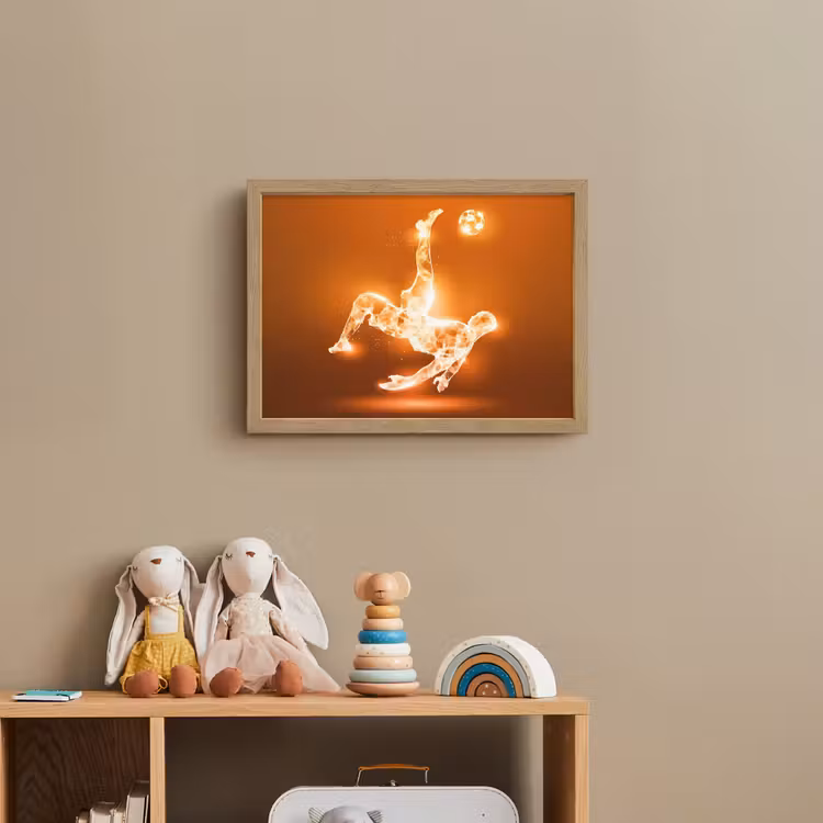 Voetballer - Oranje - Voetbal - Omhaal Light Box met batterij (Wandlamp kind) middel -sfeer2_kind