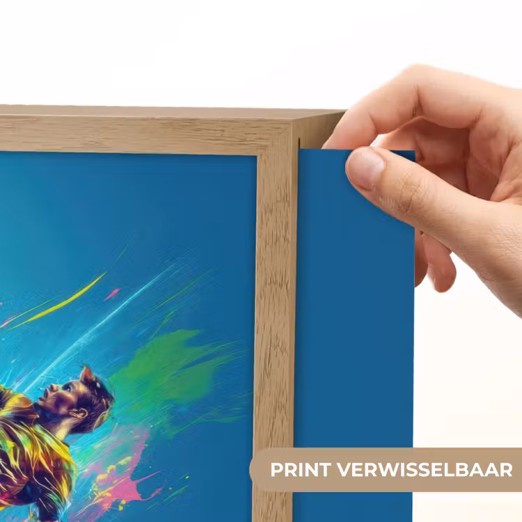 Voetballer - Verfspatten - Kleurrijk - Bal Light Box met batterij (Wandlamp kind) middel -USP_websiteprintNL