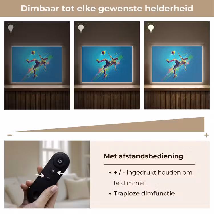 Voetballer - Verfspatten - Kleurrijk - Bal Light Box met batterij (Wandlamp kind) middel -USP_dimbaarNL