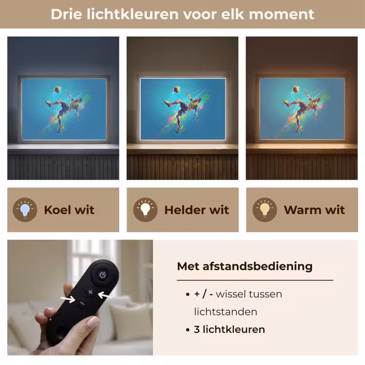 Voetballer - Verfspatten - Kleurrijk - Bal Light Box met batterij (Wandlamp kind) middel -USP_lichtkleurNL