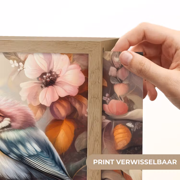 Vogels - Bloemen - Roze - Pastel Light Box met batterij (Wandlamp kind) middel -USP_websiteprintNL