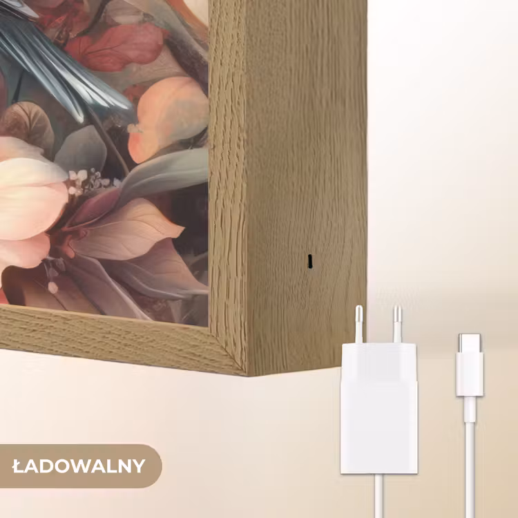 Vogels - Bloemen - Roze - Pastel Light Box met batterij (Wandlamp kind) middel -USP_websiteoplaadbaarNL